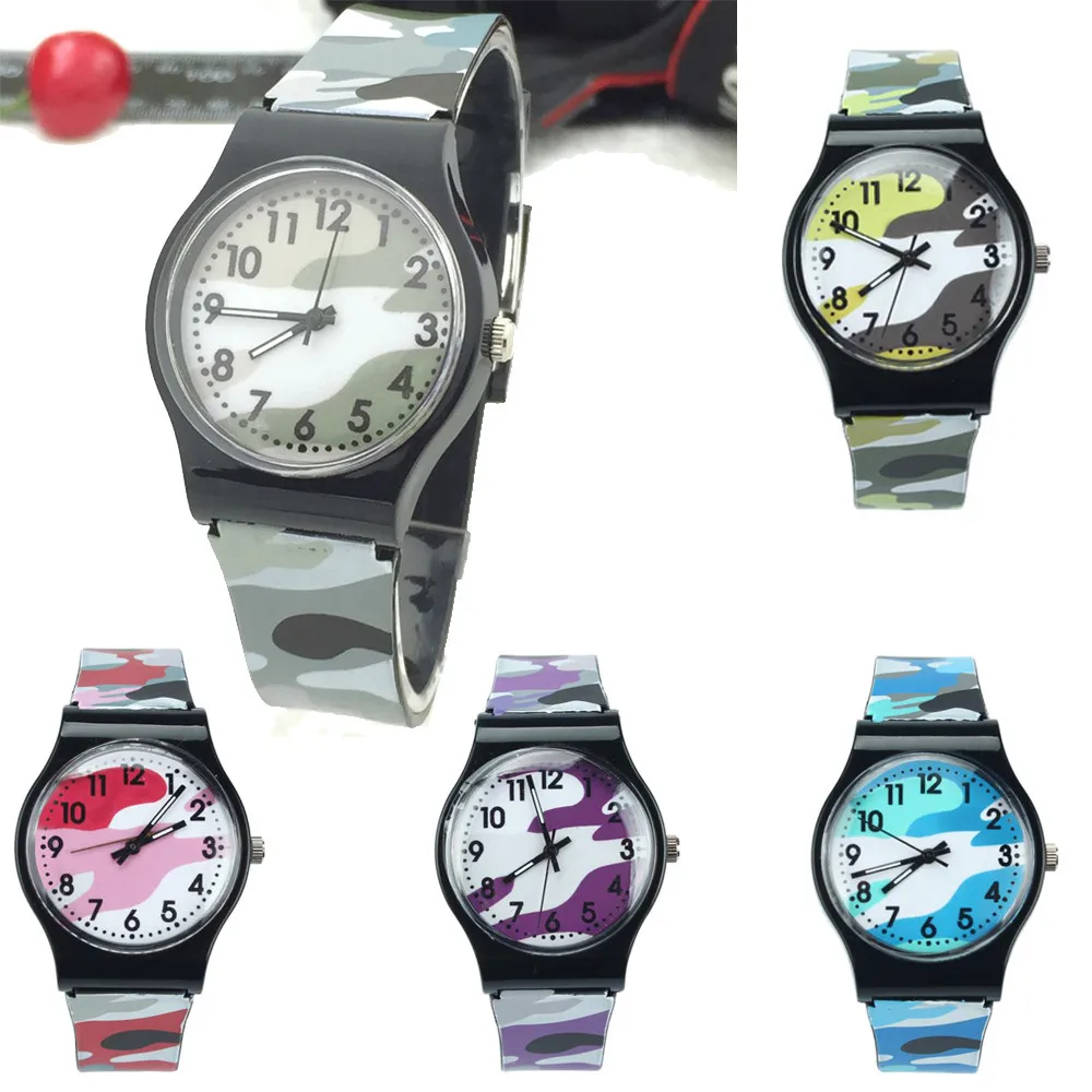 Camouflage Kinderen Horloge Analoog Quartz Polshorloge Siliconen Horloges Voor Jongens Meisjes Student Klok Relogio Infantil