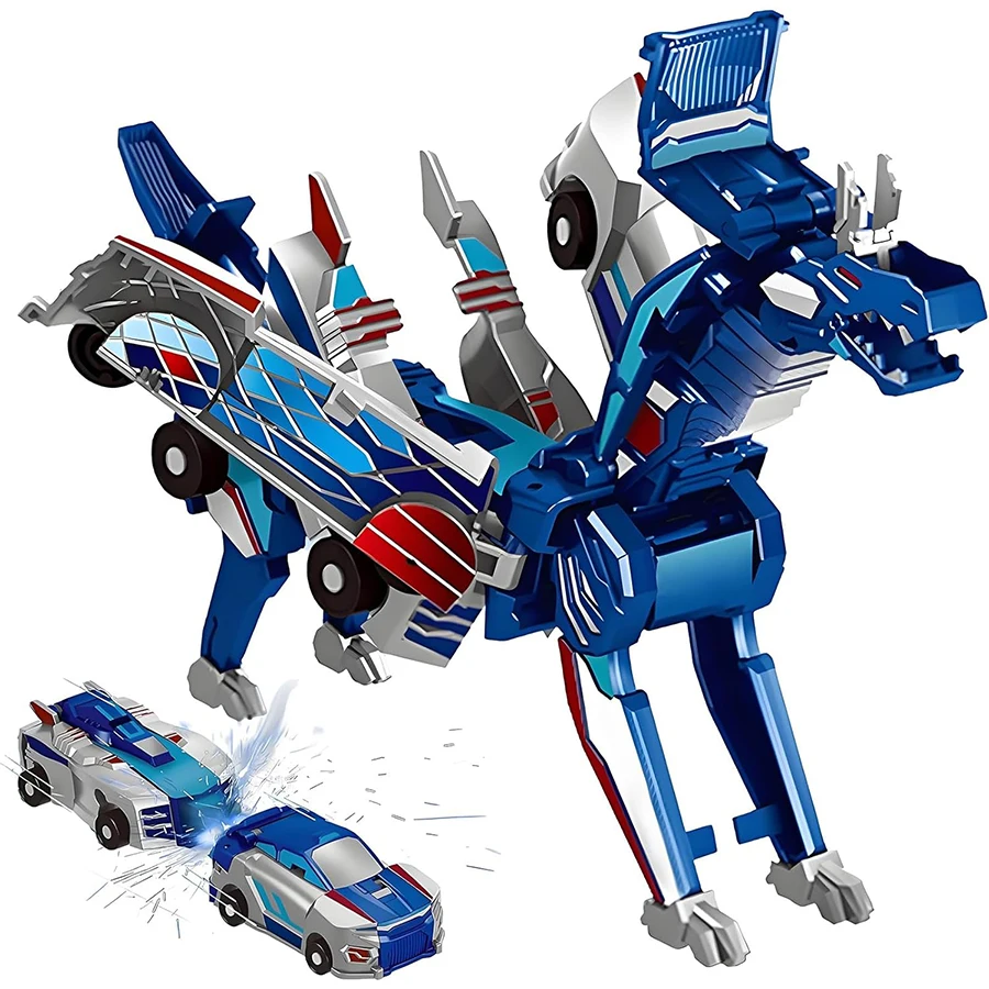 Coche de dinosaurio de transformación de colisión 2 en 1, coches magnéticos, Robot Convertible, juguetes de dinosaurio para niños, regalo de Navidad para niño