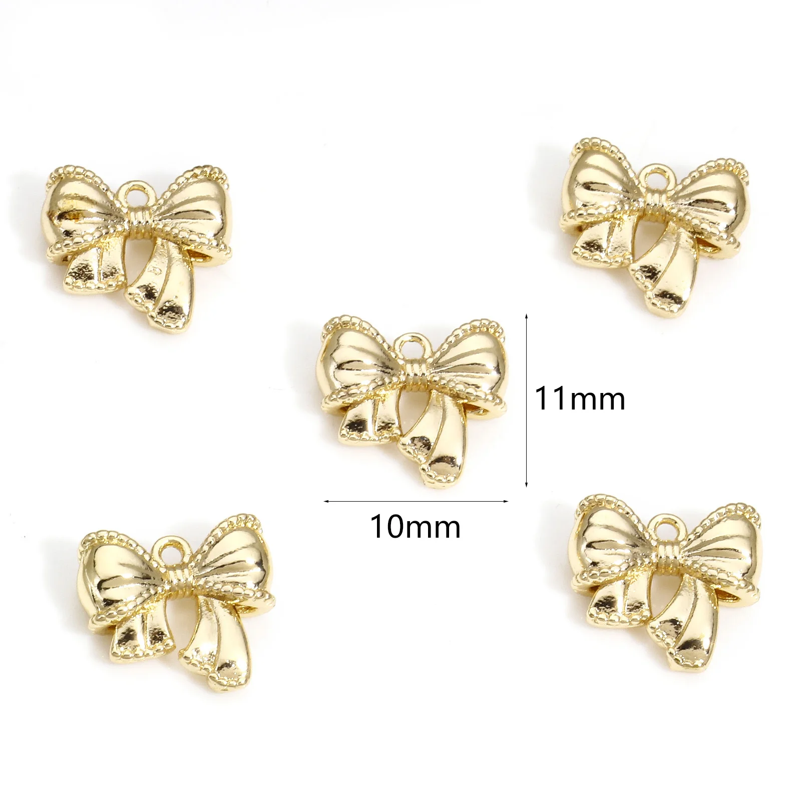 1PC Cute Copper Bowknot Charms Gold Color Bowknot Pendants For Jewelry Making Diy Women Girl Earrings Necklace Supplies 11x10mm