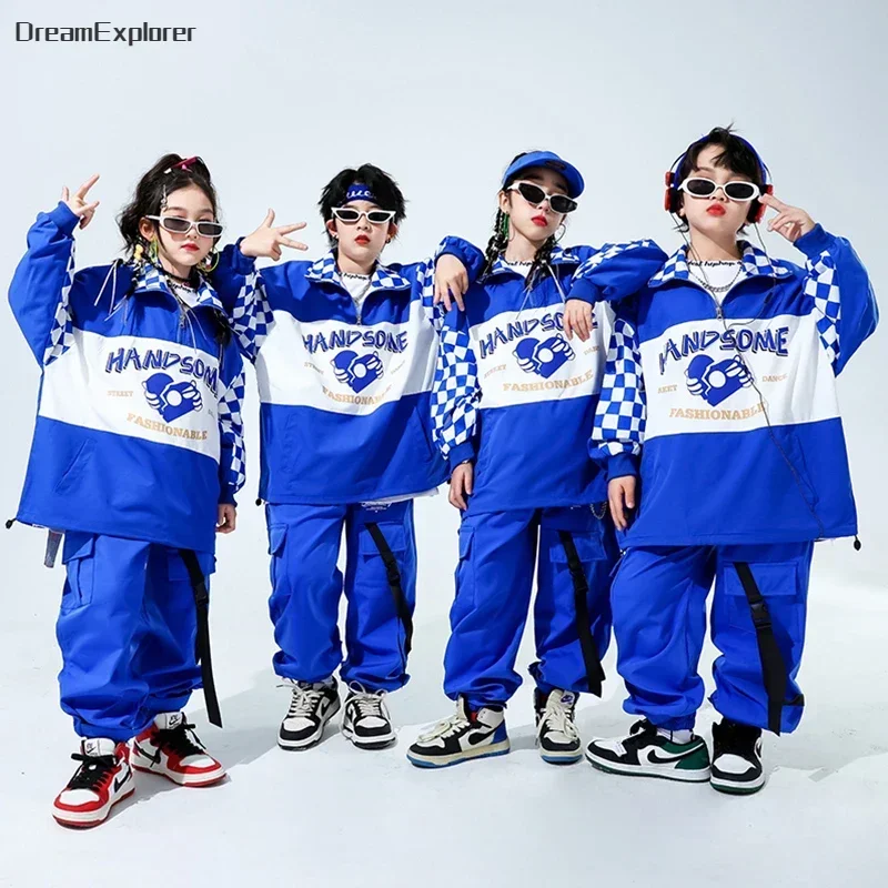 Boys Hip Hop Pullover Street Dance Cargo Pants Girls High Collar Sweatshirt Outfits Kids Jazz Sport Clothes Set Child Streetwear