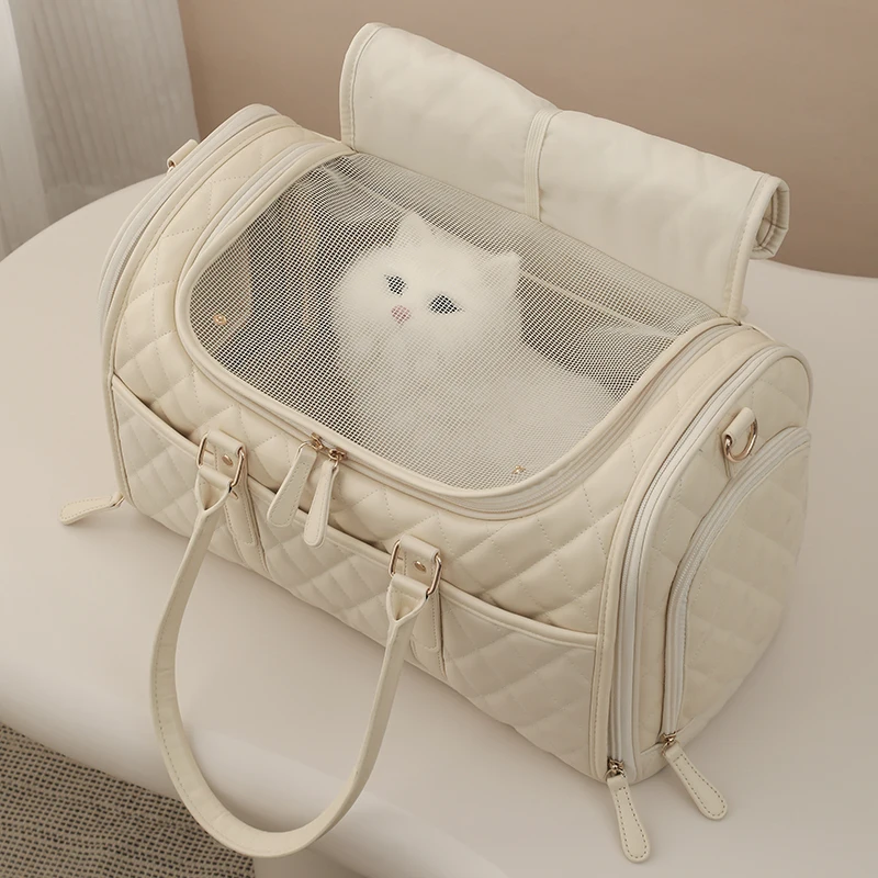 

Durable Expandable Pet Backpack Cat Bag PU Tote Carrier 43x20x26cm Fashion Travel Pet Storage
