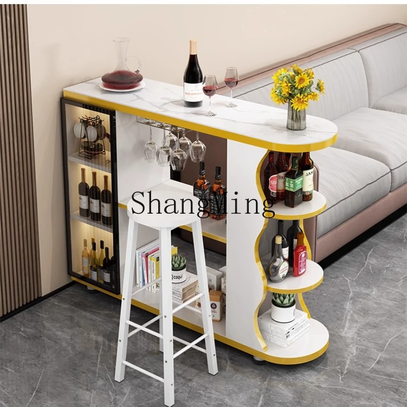 FGgood-looking  light luxury rock slab bar table household modern simple wall partition cabinet small apartment entrance cabinet
