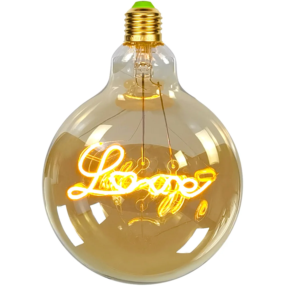 TIANFAN Vintage Led Bulb G125 Big Globe Alphabet Love Home Drem Hello 110V 220V E26 E27 Decorative Edison Bulb Pendant Bulb