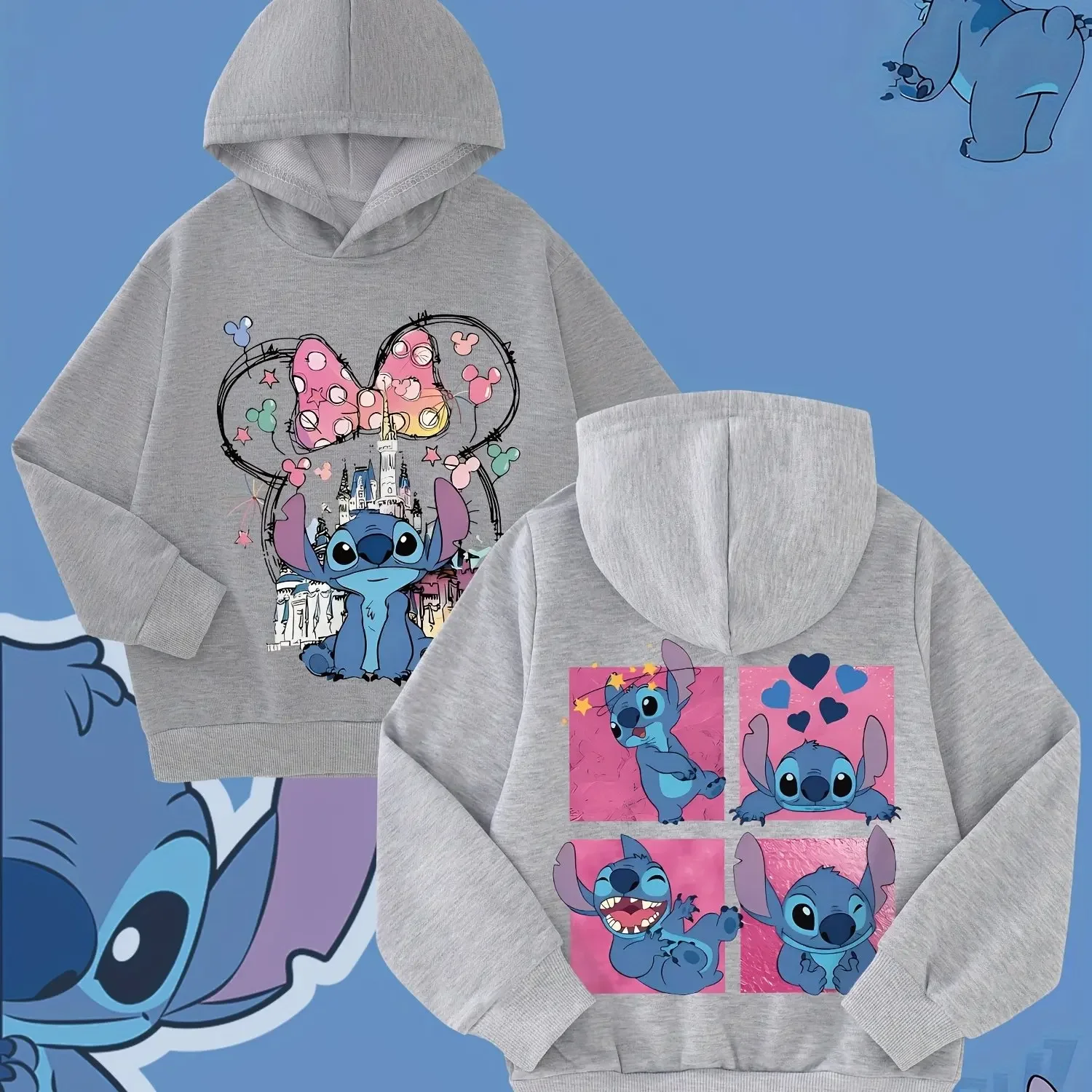 Bluza z nadrukiem Lilo, wysokiej jakości, dla chłopców i dziewcząt, z motywem czerwonego serca, jesienno-zimowa, modna bluza typu pulower.