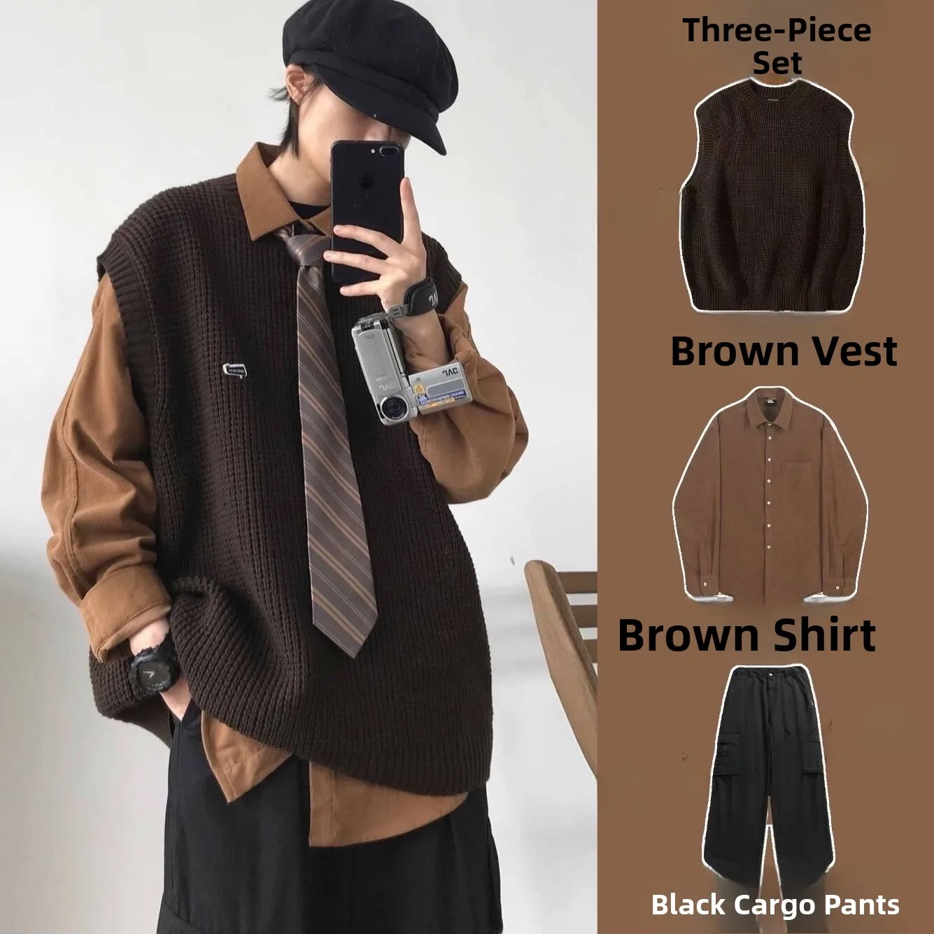 

Men's Autumn Winter Loose Fit round Ne Sweater Vest And Pants Set Faionable Svel Knittedwear for Teens in China