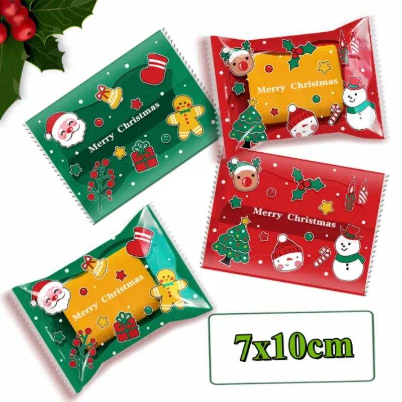 

Clear/Frost Christmas Candy Plastic Packaging Bag DIY Snowflake Matcha Cocoa Cookie Snack Biscuit Heat-Sealable Bakery Pouches