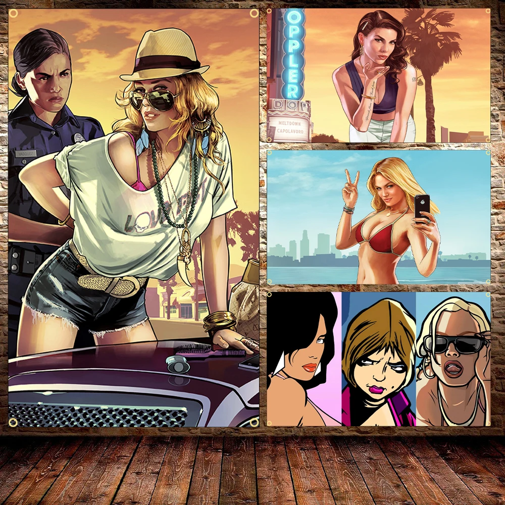 

60X90CM 90x150CM Grand Theft Autos GTAs Flag Tapestry Polyester Printed Game Poster Banner Room or Outdoor For Decor