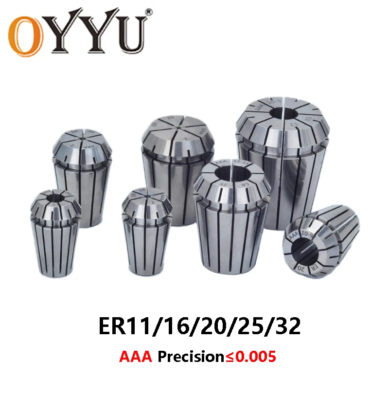 OYYU AAA 0.005 ER ER11 ER16 ER20 ER25 ER32 Spring Collet Chuck Milling Cutter CNC End Mill Lathe Machine Set Clamping Tool Drill