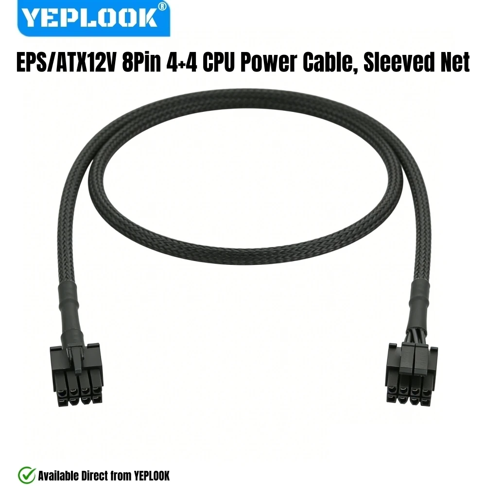 EPS/ATX12V 8Pin 4+4Pin Sleeved Net 60CM 18AWG, CPU Power Cable for Corsair RM1000x, RM850x, RM750x, RM650x Type 4 Modular Powers