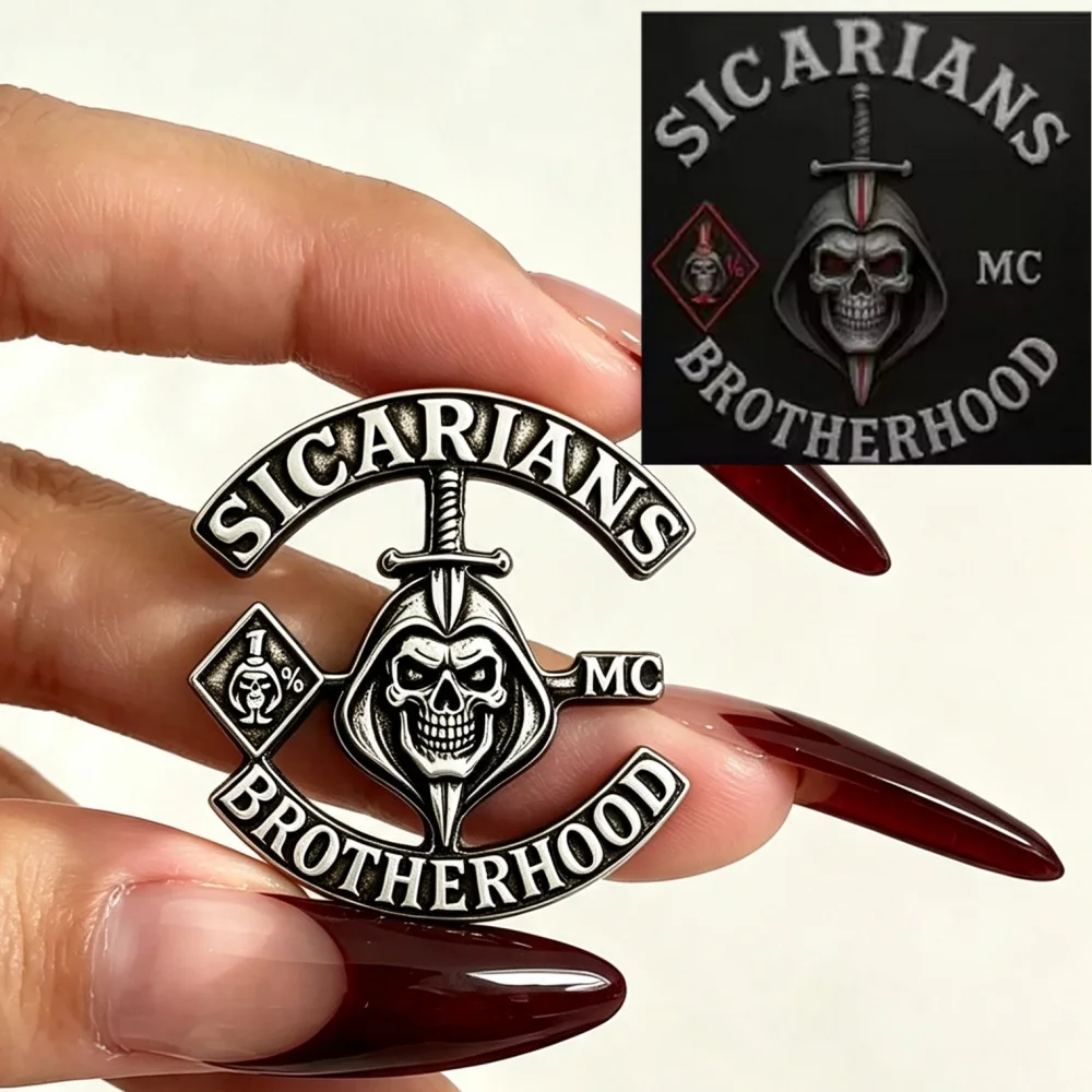 Engraved Custom MC Picture Logo Brooch For Rocker Bikers Engrave Company Logo Pattern Gift Badges Jewelry for Motorcycle Clothes