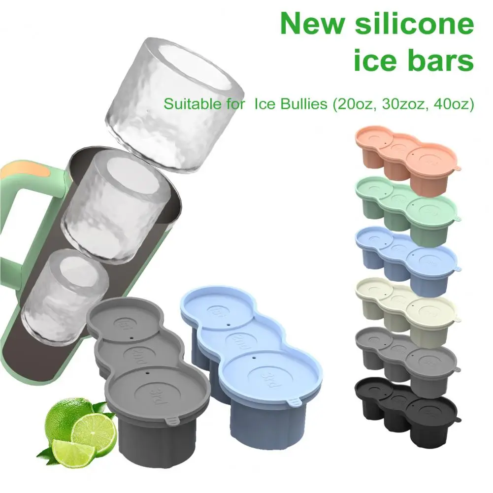 Silicone Ice Mold Cylinder Ice Cube Tray for 20-40oz Tumbler Cup with Lid Hollow Shape Stackable Whiskey Cocktail Ice Cube Maker