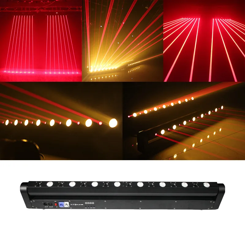 Luce a testa mobile laser a otto occhi, luce di scansione per spettacoli teatrali, flash da discoteca bar 8 + 8 LED luce laser a matrice di punti