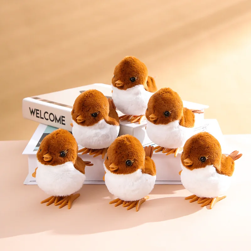 Simpatici passeggini carica giocattolo da salto animale che cammina peluche orologio primavera uccello giocattolo guida bambino strisciante giocattolo bambini realistici