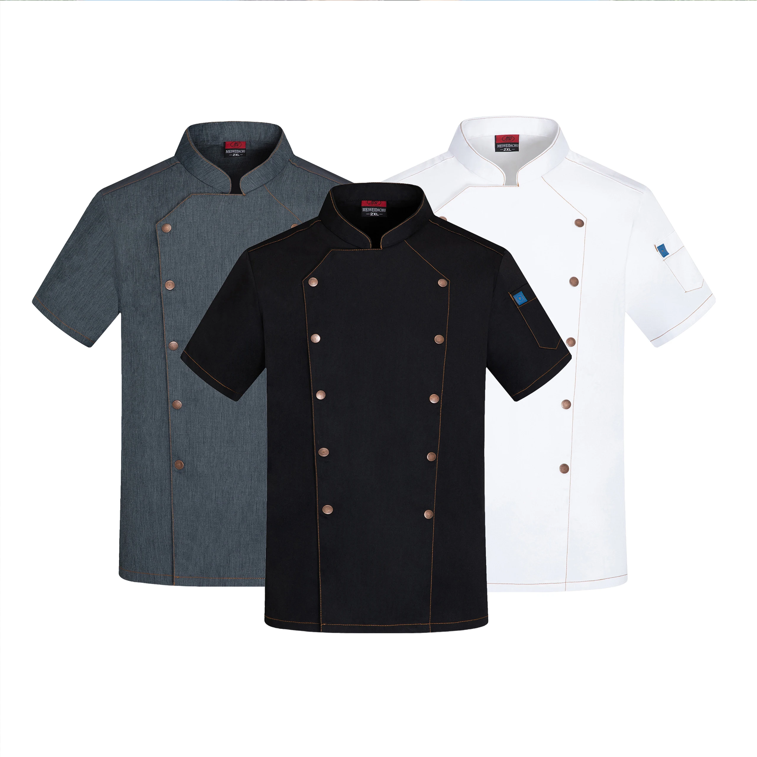Hotel summer chef work clothes short sleeve thin breathable hotel pastry baking restaurant chef clothes work clothes printing