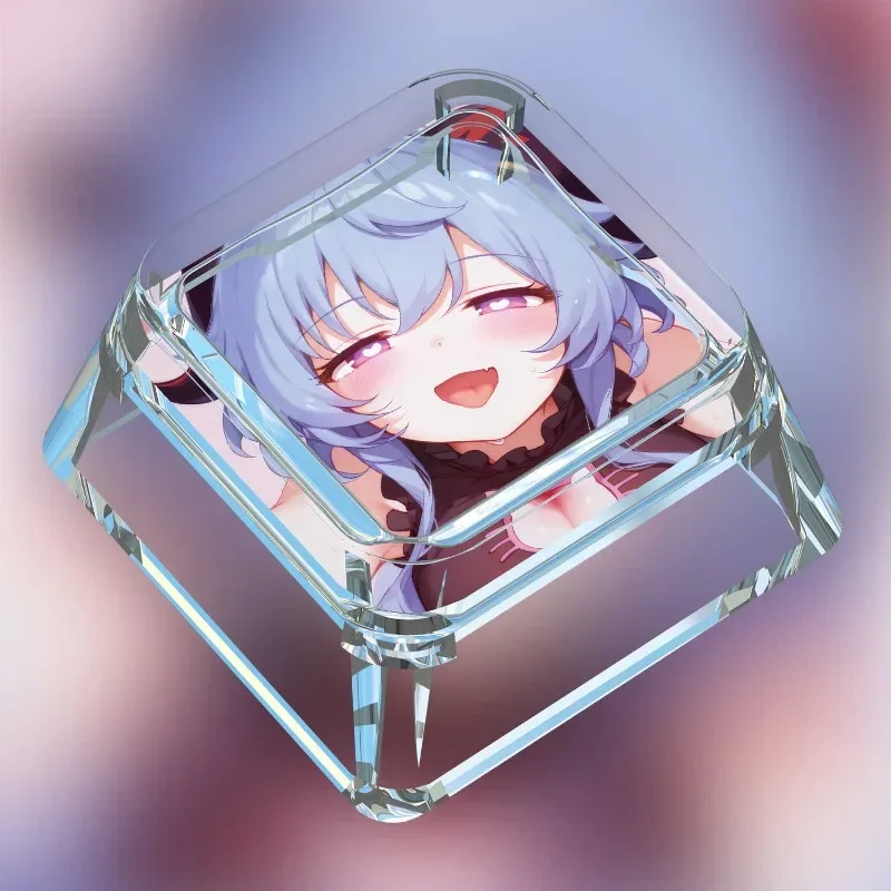 New Personalized Keycap Genshin Impact Ganyu Cross Mechanical Keyboard Anime Kawaii Single Transparent Woting Translucent Keycap