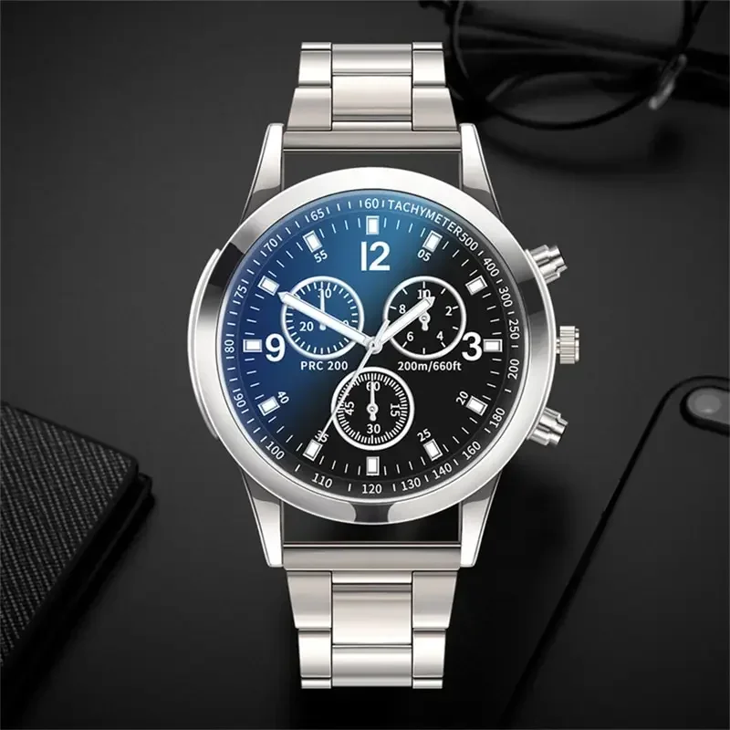 Mode hommes Bracelet montres ensemble de luxe hommes sport argent acier inoxydable montre à Quartz homme d'affaires montre-Bracelet décontractée