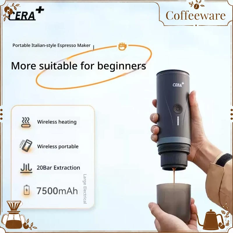 CERA Portable Espresso Coffee Machine Wireless Heating Handheld Coffee Maker For Home Outdoor Travel Camping Use