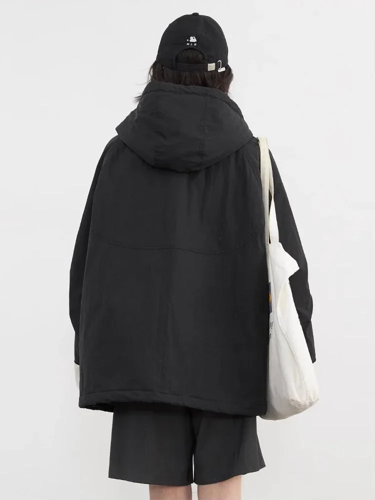 CHIC VEN Women Jackets Loose Contrast Hooded Drawstring Safari Style Thick Quilted Female Coat Spring Autumn 2025