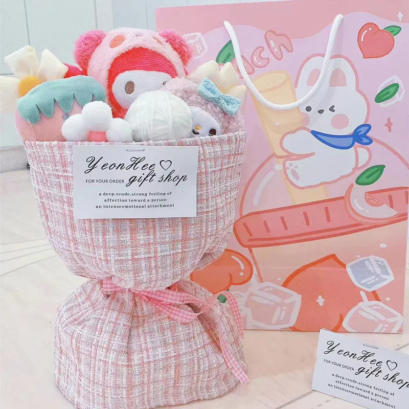 

Кавайные рождественские подарки, плюшевый букет «Hello Kitty», подарок на день рождения для девочек, друзей, подарок на День Благодарения, милый мультфильм Kuromi