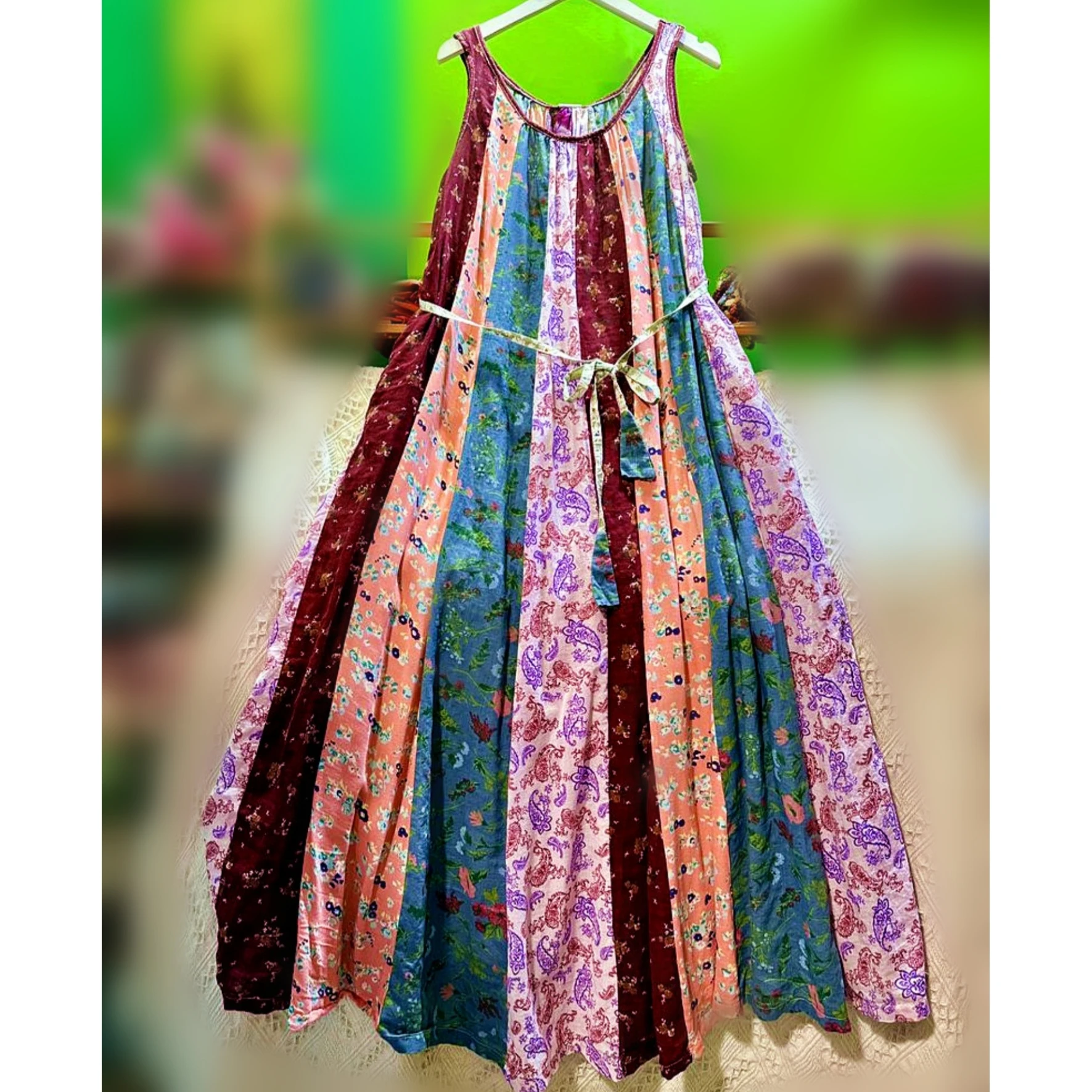 Mujer verano Retro algodón Boho Bali Tailandia vestido largo Retro Chic Hippie gitano Tribal vacaciones Ibiza bohemio playa vestido Midi