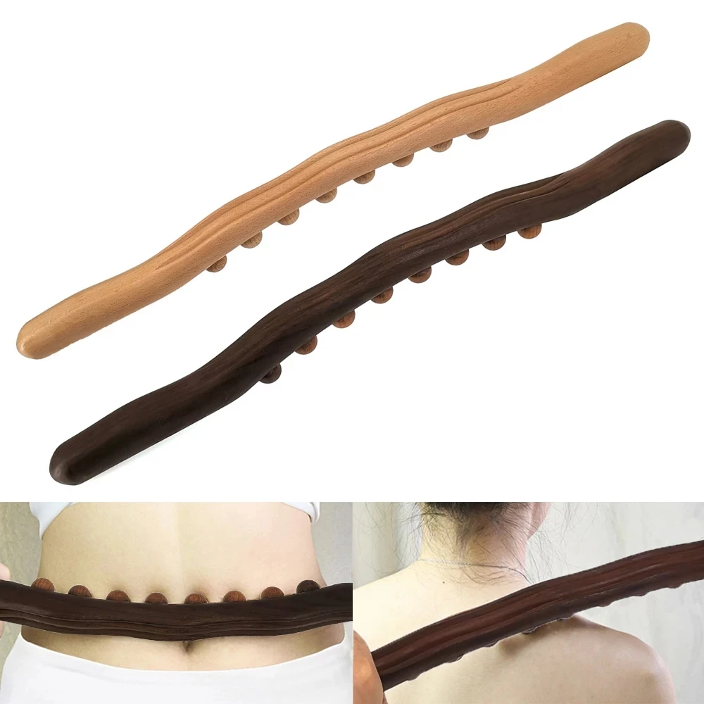 

Massager for Body Natural Carbonized Wood Scraping Massage Stick Back Massager SPA Therapy Tool Point Treatment Guasha Relax