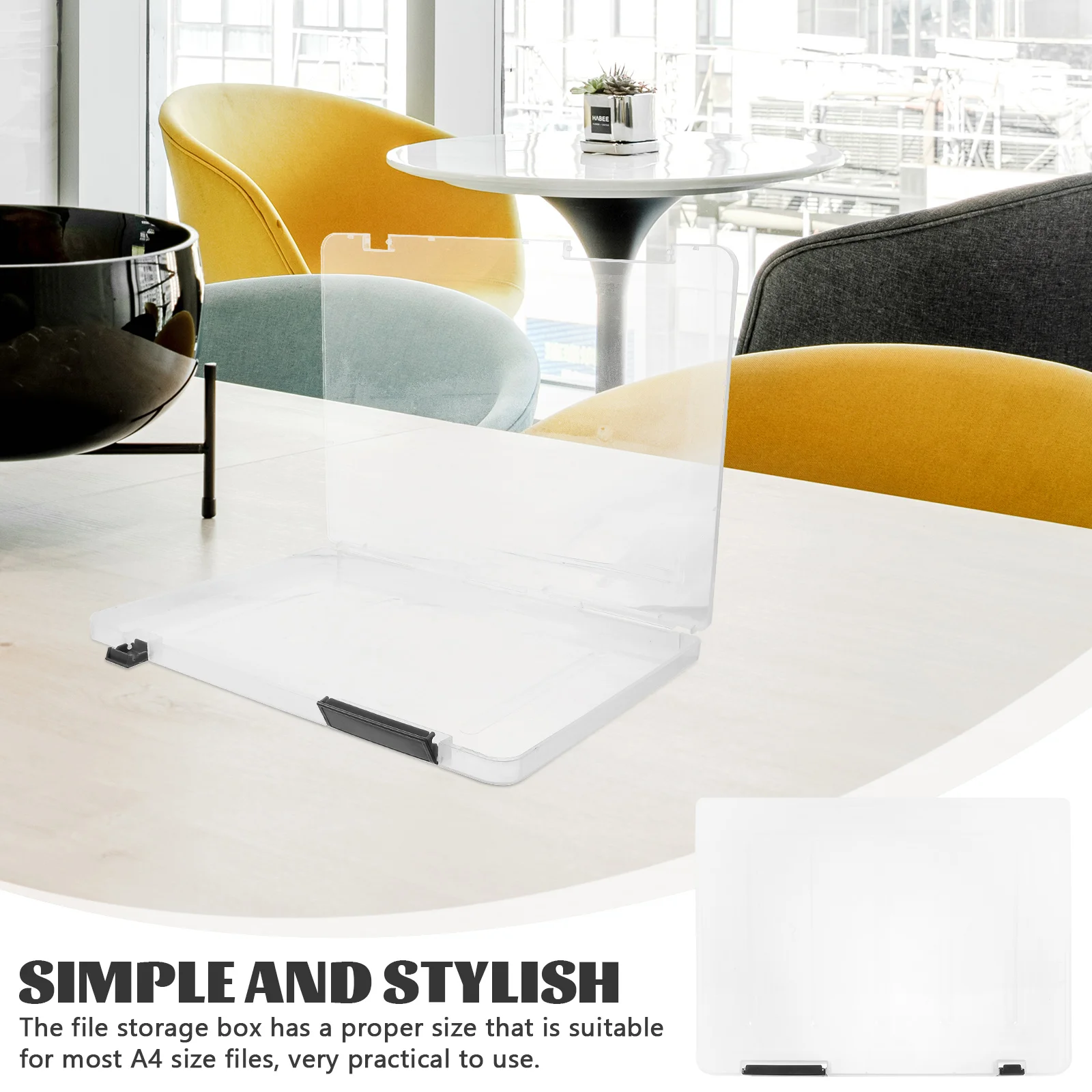 

Plastic File Box Transparent Document Holder Portable Project Case Storage Box For A4 Papers Magazines Birth