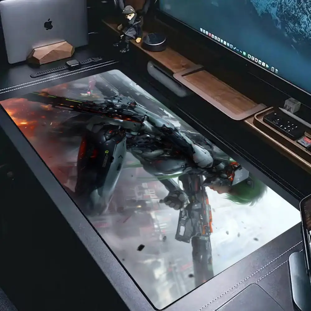 Large Cyberpunk Mecha Anime Girl Gaming XXL Mouse Pad Non-Slip Rubber Desk Mat Keyboard Pad Laptop Computer Deskpad Accessories
