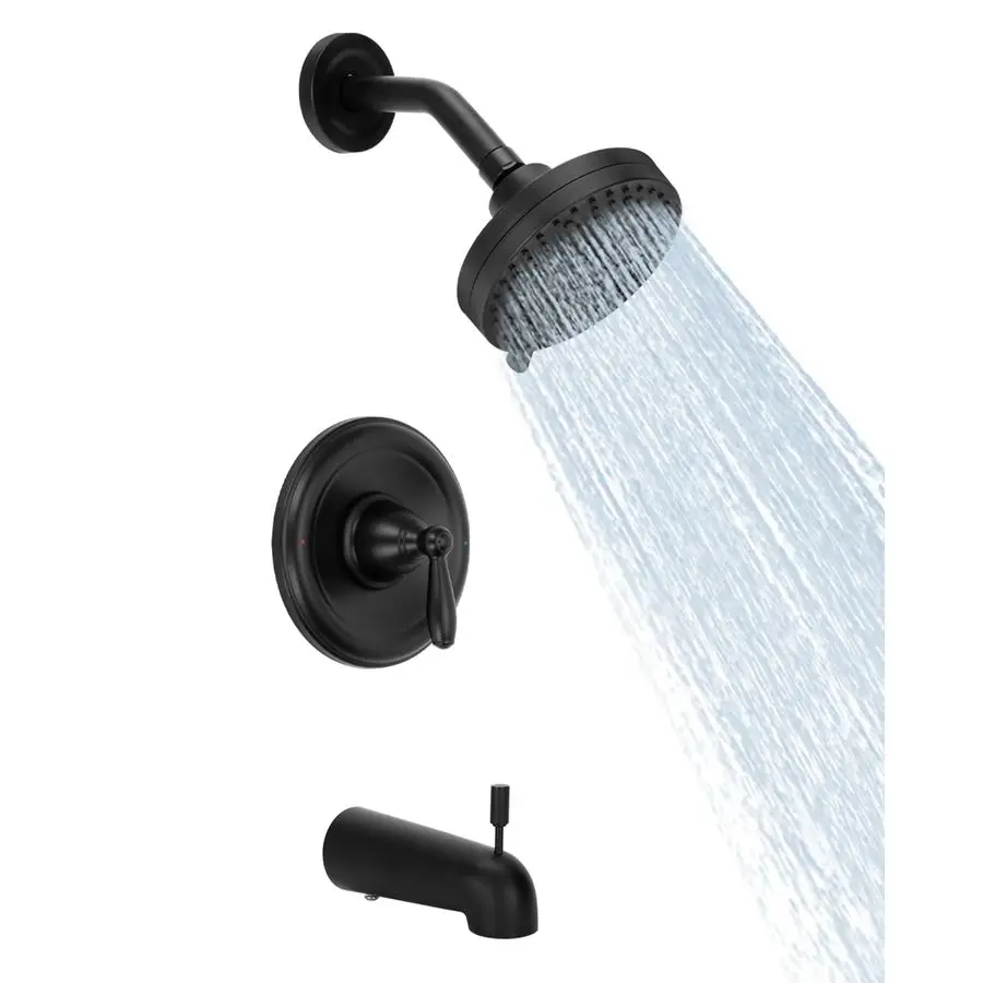 

Комплект отделки для душа Moen T2153BL Brantford, матовый черный, включая многофункциональную душевую лейку высокого давления, прост в установке