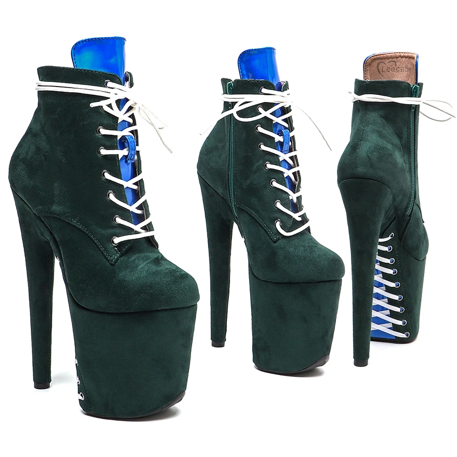 

Leecabe/20 см/8 дюймов замшевые разноцветные модные трендовые ботильоны на высоком каблуке и платформе, вечерние ботинки для стриптиза на каблуке для танцев на пилоне