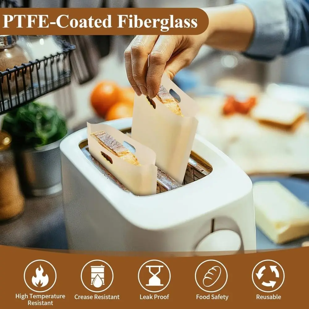 1PC Polyester Reusable Toaster Bag Snack Organizer Microwave Heating Non Stick Bread Bag Reusable Baking Sheets Sandwich Bags
