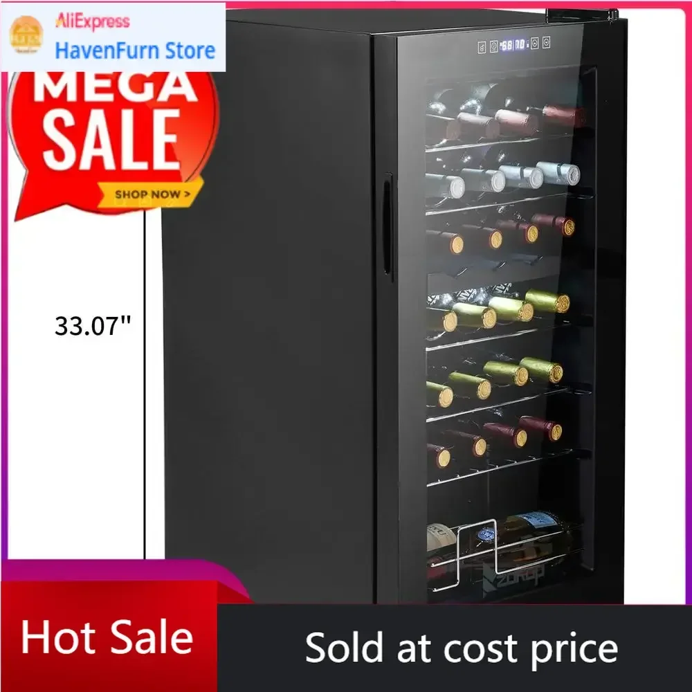 28-Bottle Dual Zone Compressor Wine Cooler, Freestanding Mini Fridge