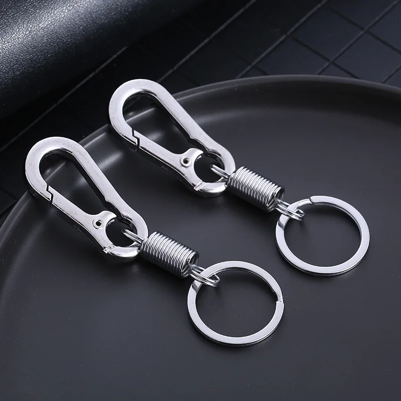 Men\'s Car Special Zinc Alloy Key Chain Anti-lost Metal Spring Keys Pendant Waist Belt Clip Hook Strong Carabiner Buckle Keyring