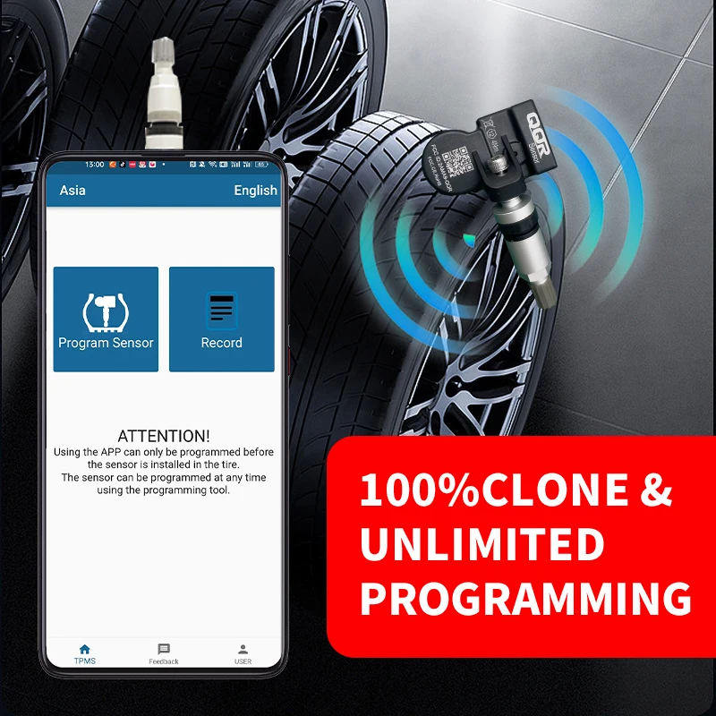 2026 Hot Selling Wholesale Ip67 Waterproof Nfc Tpms Universal Sensor Tire Pressure Sensor Program by Phone