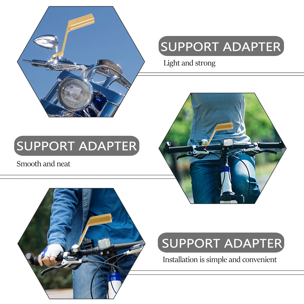 

Bicycle Rearview Mirror Adapter Phone Holder Aluminum Alloy CNC Cutting Durable Lightweight Fashionable Simple Installation