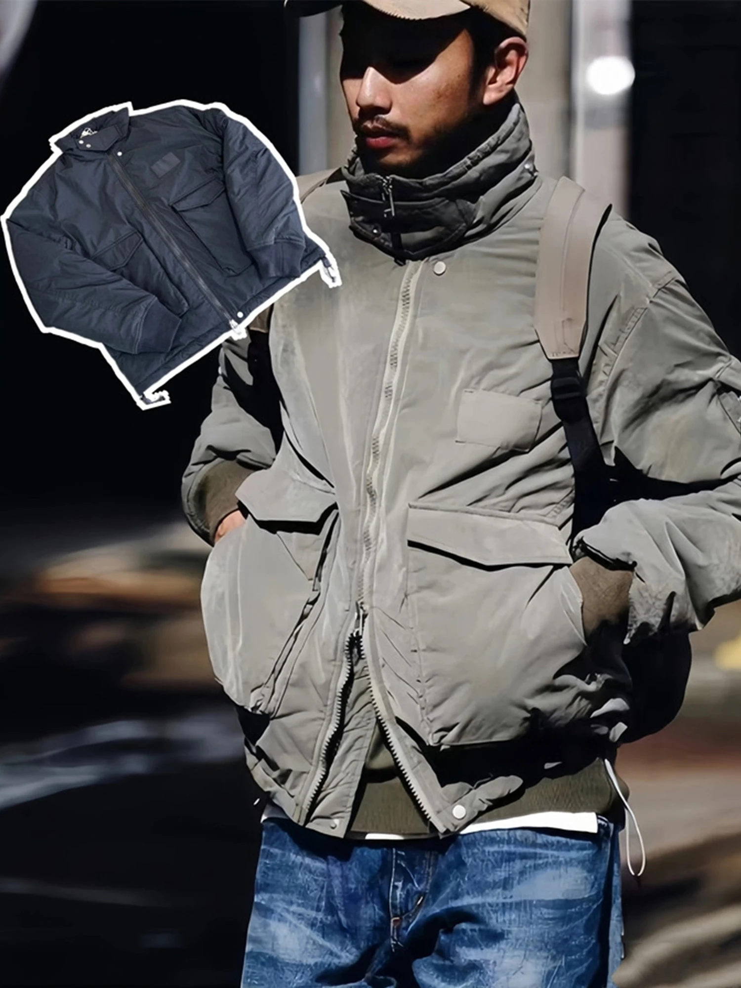 

Classic Military Sle Warm Stand Collar Cotton Workwear Jaet Outerwear Nonnative Youth Trend Thiened Long Sve Coat