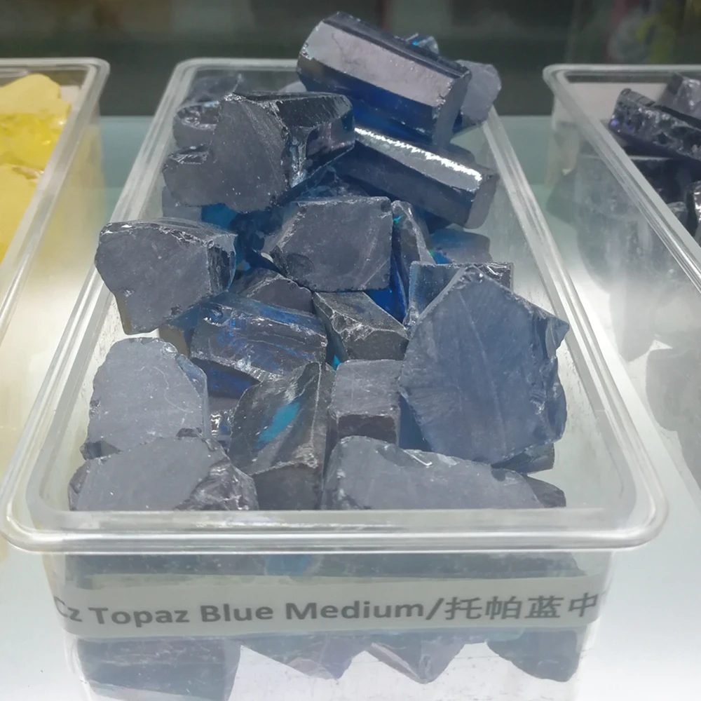 

200g/Lot Hight Quality Cubic Zirconia Raw Synthetic Topaz Medium Blue CZ Rough For Gems