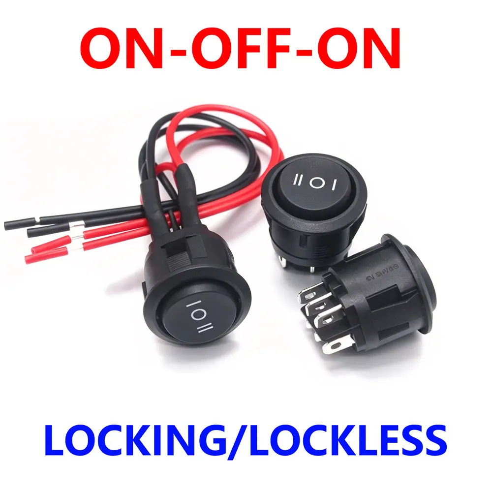 1pcs KCD1 23mm Diameter Round Rocker Switches 6-PIN LOCKING/LOCKLESS forward-reverse switch ON-OFF-ON 3 Position Rocker 10A125V