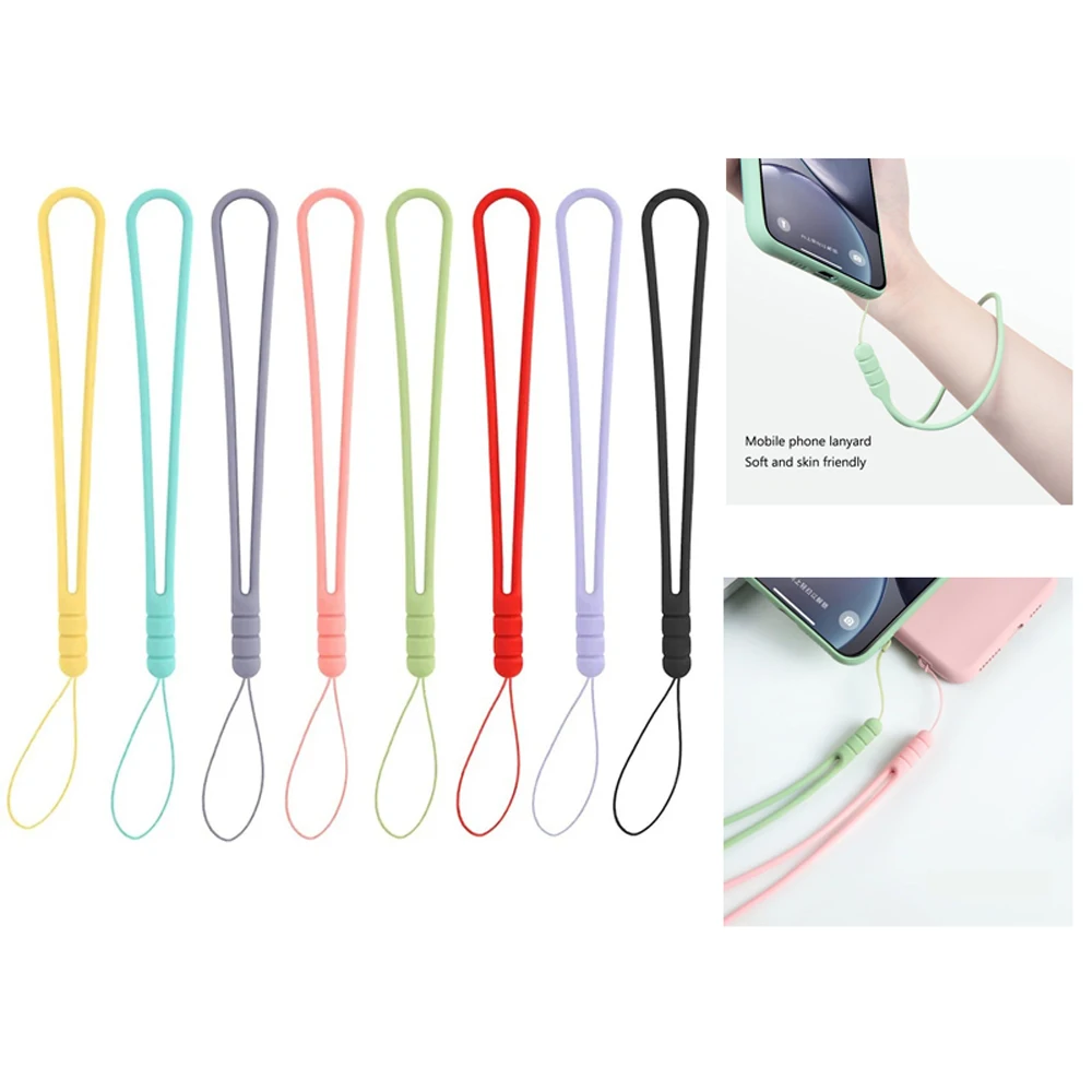 Short Silicone Wrist Strap Phone Lanyard for Phone Case Anti Slip Key Speaker USB Flash Drive Water Cup Hand-Held Rope Universal
