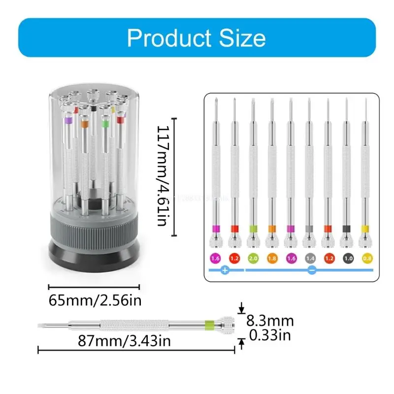 9Pcs Screwdriver Jewelers Screwdriver Set Watch Repair Screwdriver Set 0.8-2mm Dropship