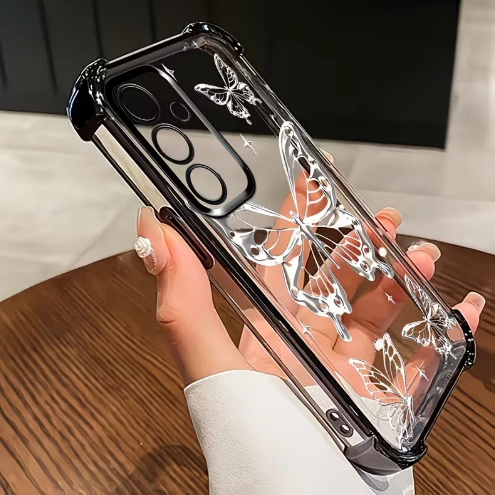 High-end Plating Shockproof TPU Butterfly Pattern Phone Case For Samsung Galaxy S26 S25 S24 S23 S22 S21 Ultra Plus Edge FE Cover