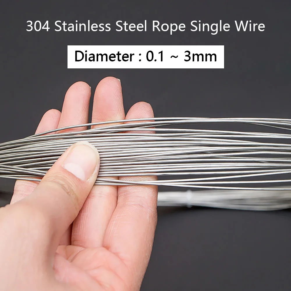 

1/5/10Meter 0.2mm - 3mm 304 Stainless Steel Rope Single Bright Hard Wire Various Lengths