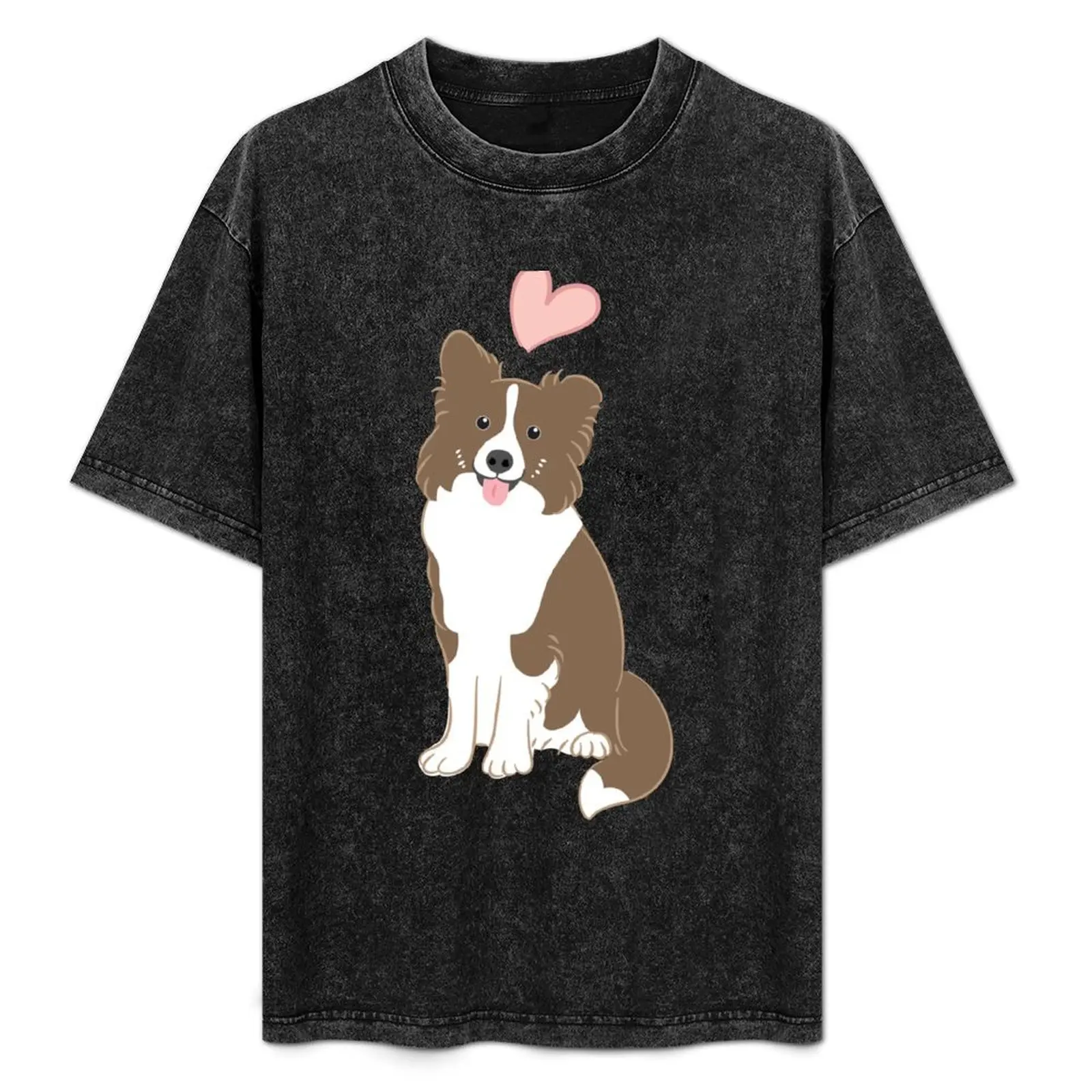 

LOVE Chocolate Border Collie T-Shirt summer clothes tops mens graphic t-shirts funny