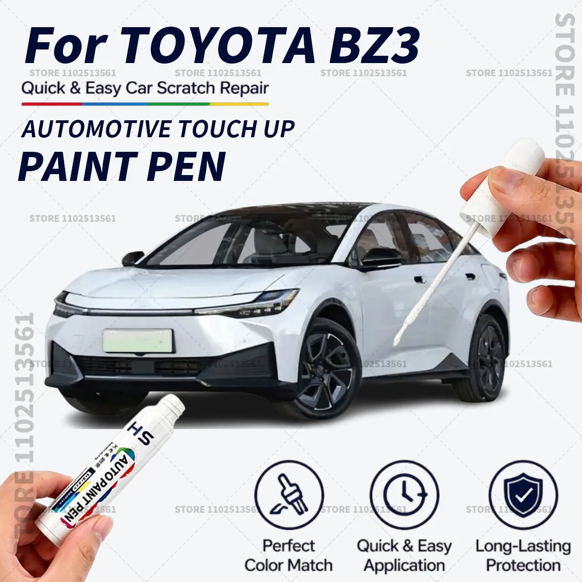 For TOYOTA BZ3 White Black Blue Quick Dry Car Touch Up Paint Pen Auto Scratch Repair Brush for Paint Chips Scratches and Scuffs
