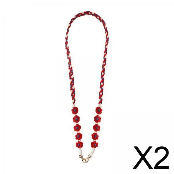 2x Phone Lanyard for Cellphones - Shoulder Strap with Flower Design for Women