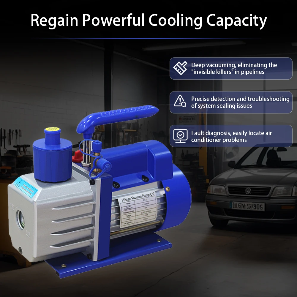 Podofo 8CFM Einstufige Vakuumpumpe Kältetechnik HVAC-Werkzeug für Klimaanlagen-Kältemittelwartung – Detail 2