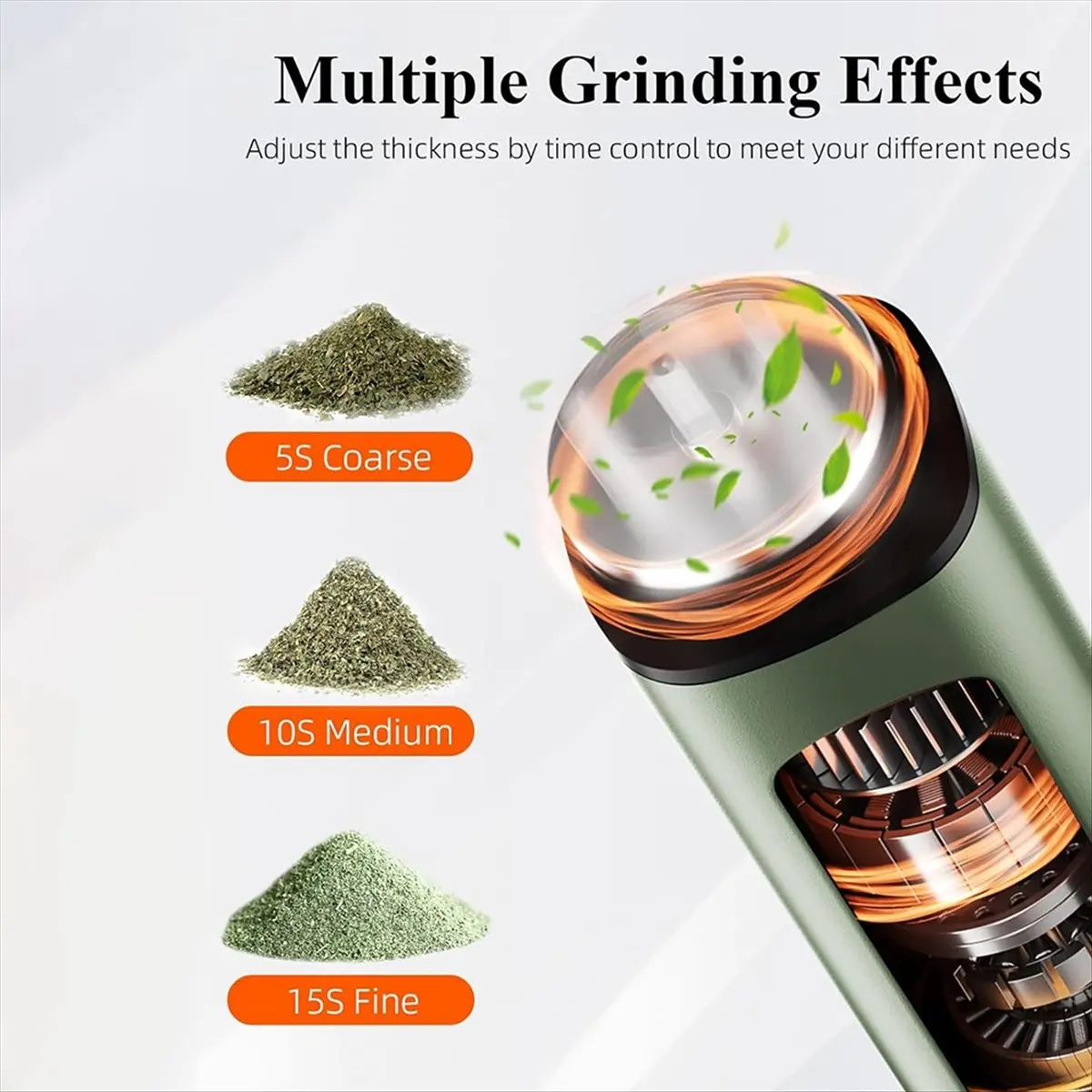 [A99U] Portable Auto Grind Electric One-Touch Grinding Up to 1.5G Automatic Dry Spice Mill Machine Green