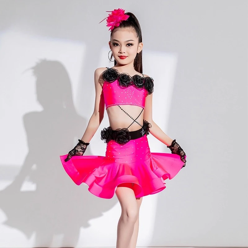 

New Latin dance costumes performance costumes girls' flower dresses professional children's dance performance costumes