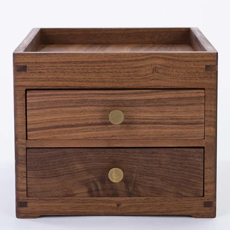 

Outstanding Black Walnut Solid Wood Bilayer Complete Tool Box Sundries Organizer Drawers Cosmetics Box Desktop Storage Drawers D