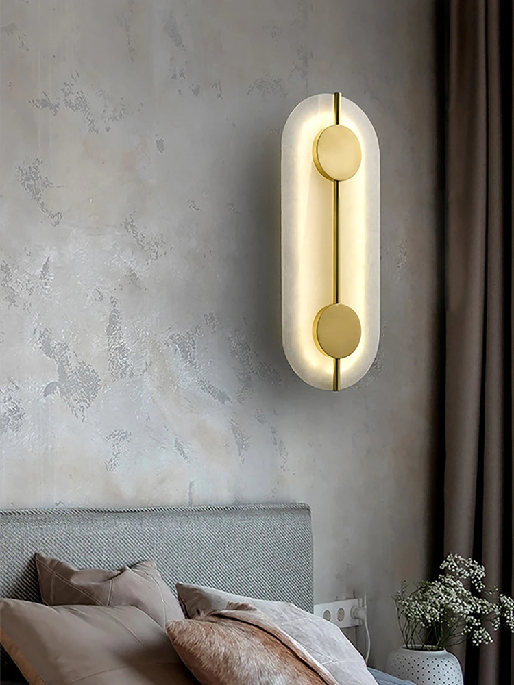 Natural White Spanish Marble Home Post-modern Interior Sconces Luxury Wall Lights for Living Room LED High-end Wall Lamps Indoor