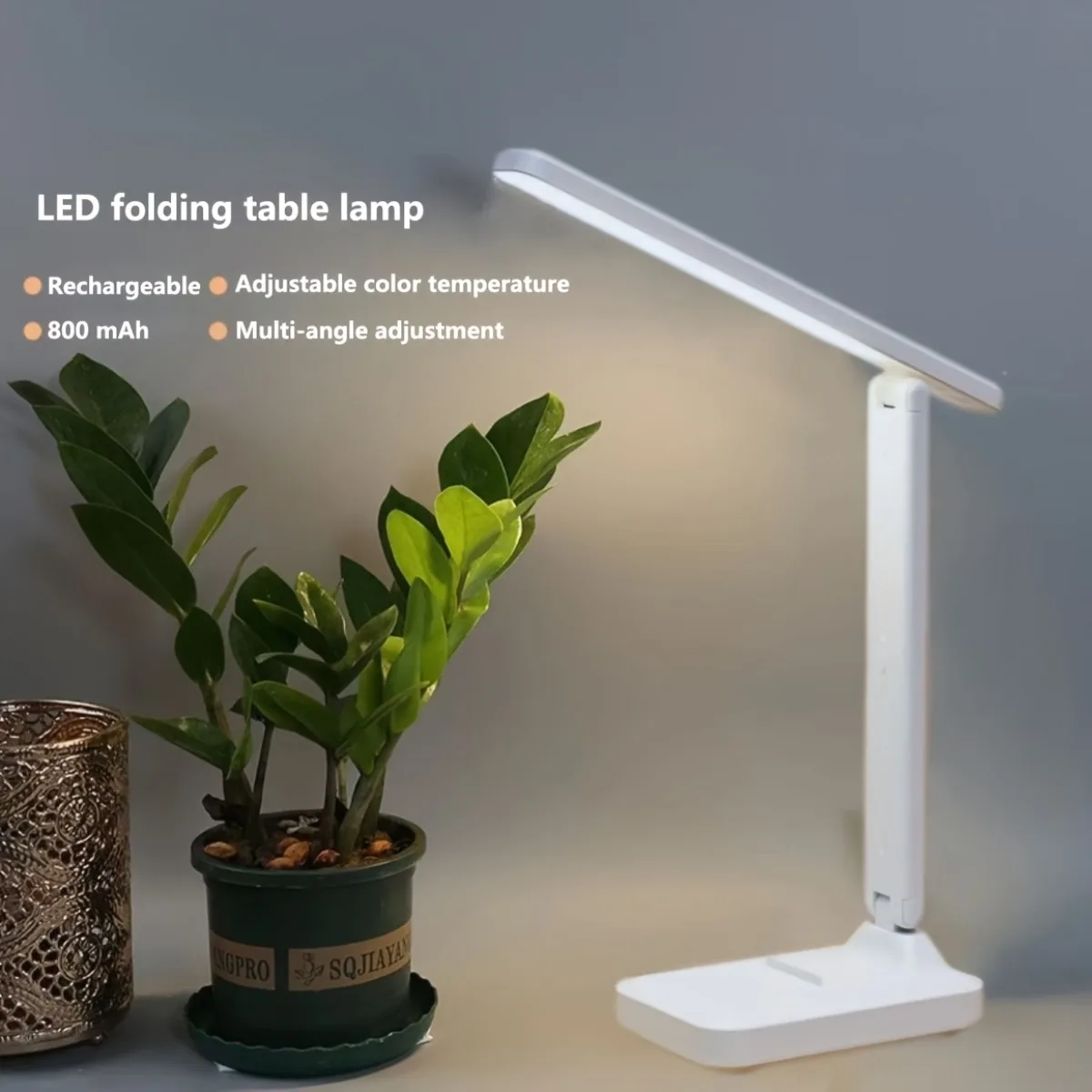 1PC high-brightness LED foldable desk lamp, three-color temperature, suitable for reading, office and bedroom lighting